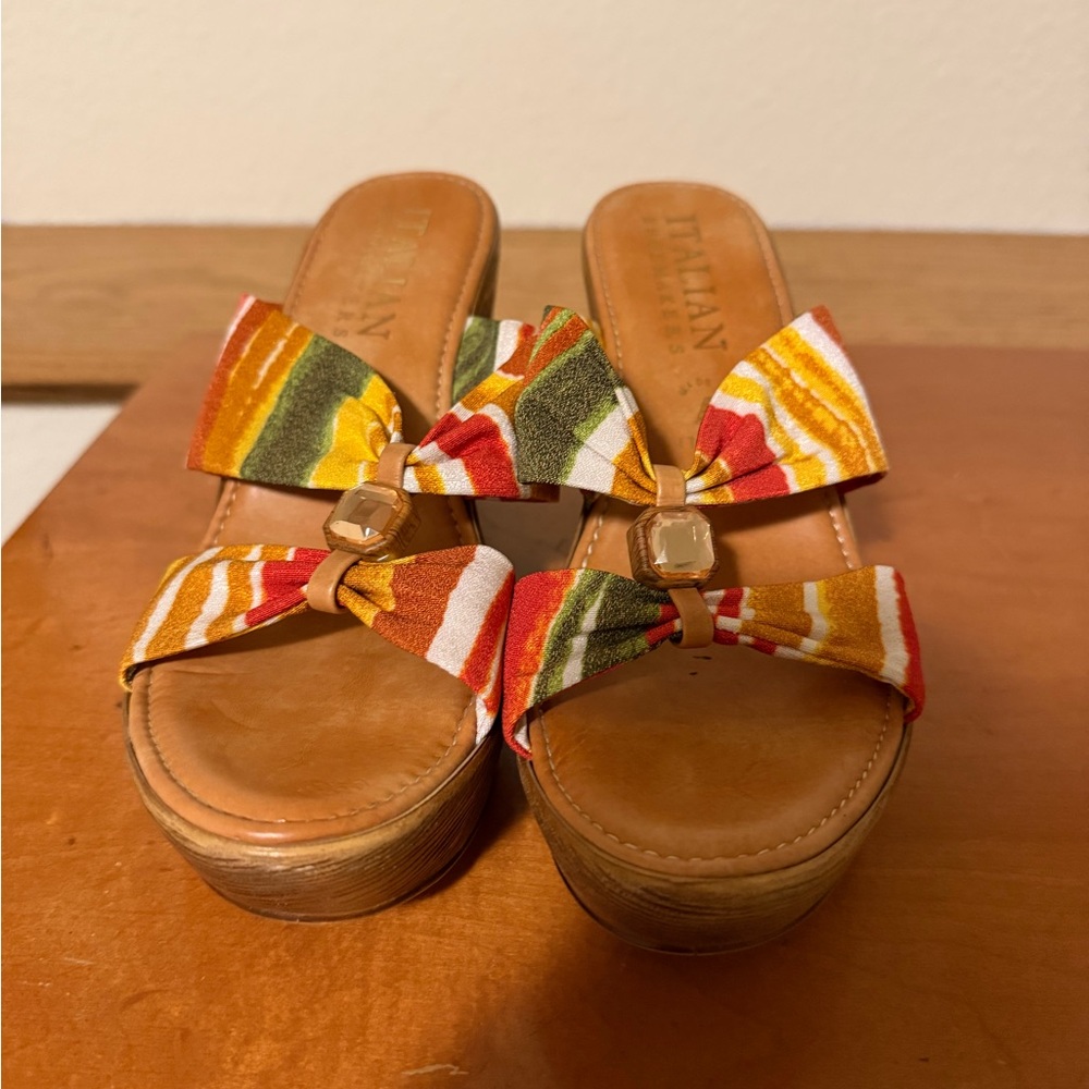 Italian Shoemakers Multicolor Wedge Heel Sandals Colorful